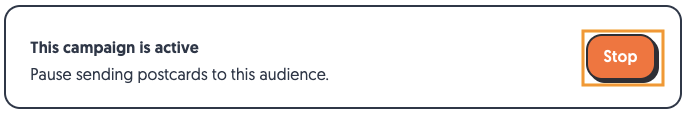 Click the Stop button located on your campaign page.